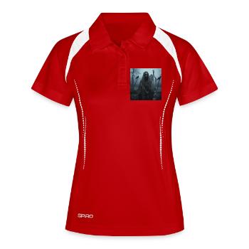 Baba Jaga, die dunkle Hexe – Dunkle Fantasy - Frauen Polo atmungsaktiv - Weiß/Navy - Vorne