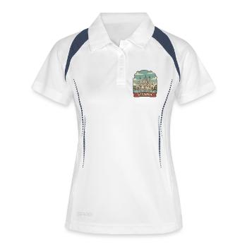 Badge de voyage vintage de la Karlskirche de Vienne - Polo respirant Femme - blanc/marine - Devant