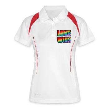 Love Wins Rainbow Typografie - Frauen Polo atmungsaktiv - Weiß/Navy - Vorne