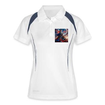 Déesse florale avec drapeau américain - Polo respirant Femme - blanc/marine - Devant