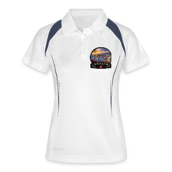 Fes Marokko Altstadt Urlaub Sandstein Sonnenunterg - Frauen Polo atmungsaktiv - Weiß/Navy - Vorne