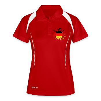 Ball Sonne Flagge Deutschland Farbklecks - Frauen Polo atmungsaktiv - Weiß/Navy - Vorne