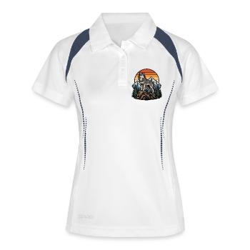 Majestätischer Wolf auf dem Berggipfel - Frauen Polo atmungsaktiv - Weiß/Navy - Vorne
