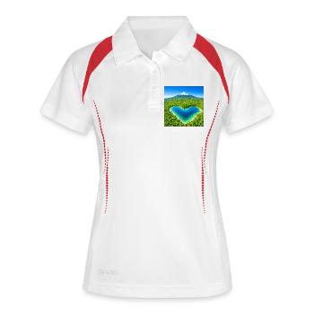 Heart lagoon in the forest in front of the Himalayan volcano - Women's Polo breathable - white/navy - Front