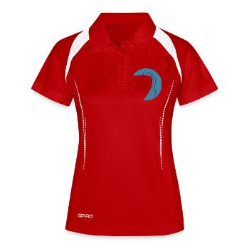 Horse outline in the blue circle - Women's Polo breathable - white/navy - Front