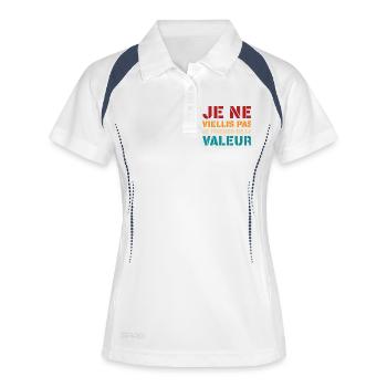 Je Ne Viellis Pas Je Prends De La Valeur T-Shir... - Polo respirant Femme - blanc/marine - Devant