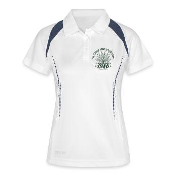 40e anniversaire Fleurs sauvages Vintage 1986 Rétro - Polo respirant Femme - blanc/marine - Devant
