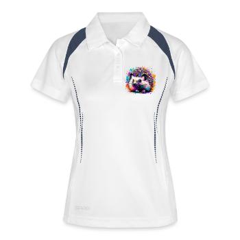 hérisson - Polo respirant Femme - blanc/marine - Devant
