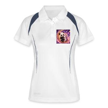 Cadeau Licorne Panda Lune - Polo respirant Femme - blanc/marine - Devant