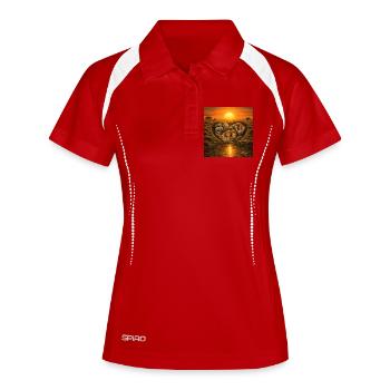Oase mit wild Afrika Wildlife Harmonie und Liebe - Frauen Polo atmungsaktiv - Weiß/Navy - Vorne