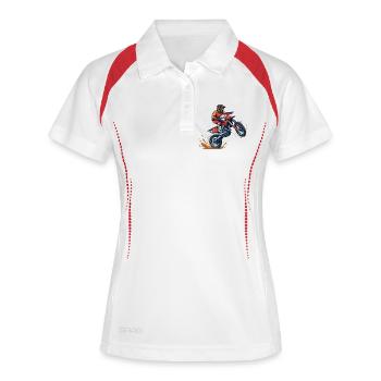 Pilote de motocross dans le vortex de poussière - Polo respirant Femme - blanc/marine - Devant