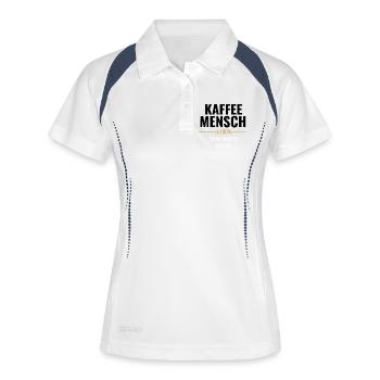 Kaffeemensch zu 100% - Frauen Polo atmungsaktiv - Weiß/Navy - Vorne