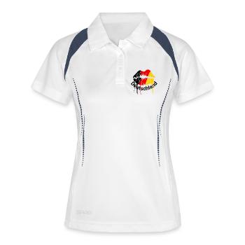 Graffiti Lippen Tropfenkunst - Frauen Polo atmungsaktiv - Weiß/Navy - Vorne