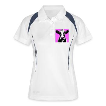 cow - Women's Polo breathable - white/navy - Front