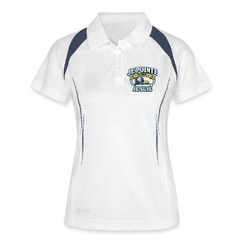 Je Pointe Donc Je Suis Pétanque - Polo respirant Femme - blanc/marine - Devant