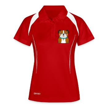 Knuffige Bulldogge (Comic) - Frauen Polo atmungsaktiv - Weiß/Navy - Vorne