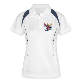 Flamingo snowboard in winter splendour - Women's Polo breathable - white/navy - Front