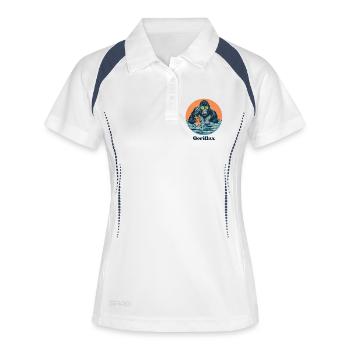 Gorillax Spa Chiller Affe im Pool - Frauen Polo atmungsaktiv - Weiß/Navy - Vorne