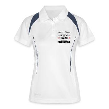 Freiburg Fans - Frauen Polo atmungsaktiv - Weiß/Navy - Vorne