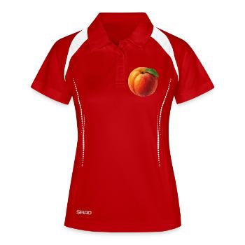 Illustration de Pop Art Pêche - Polo respirant Femme - blanc/marine - Devant