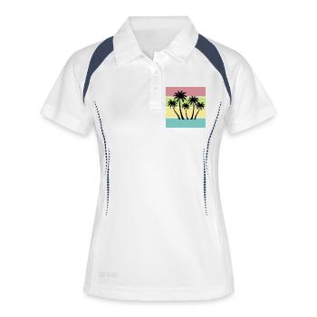 Summer T-shirt Palm trees Retro Style Vintage - Women's Polo breathable - white/navy - Front