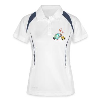 Dody und Dots- Seifenblasenherzen - Frauen Polo atmungsaktiv - Weiß/Navy - Vorne