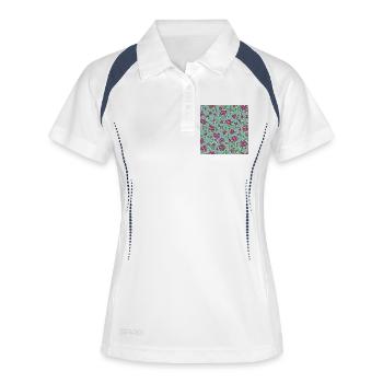 Pink roses on a turquoise background - Women's Polo breathable - white/navy - Front