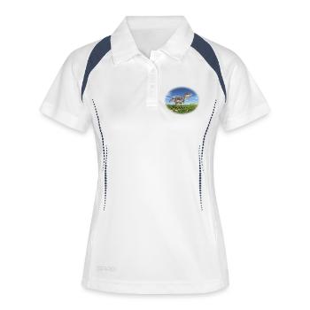 Tyrannotitan – Raubdinosaurier der Urzeit - Frauen Polo atmungsaktiv - Weiß/Navy - Vorne