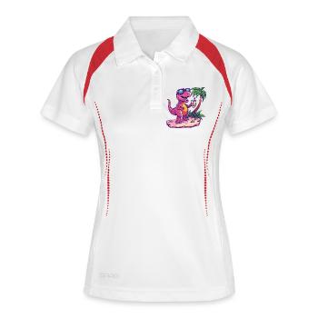 Dinosaurier T-Rex Palme - Frauen Polo atmungsaktiv - Weiß/Navy - Vorne