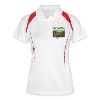 Kolumbien Medellín Vintage Reise - Frauen Polo atmungsaktiv - Weiß/Navy - Vorne