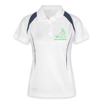 Nerd Witz Entwickler Humor exe ausführen Coder - Frauen Polo atmungsaktiv - Weiß/Navy - Vorne