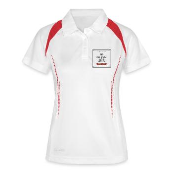 JGA – Junggesellenabschied Legende - Frauen Polo atmungsaktiv - Weiß/Navy - Vorne