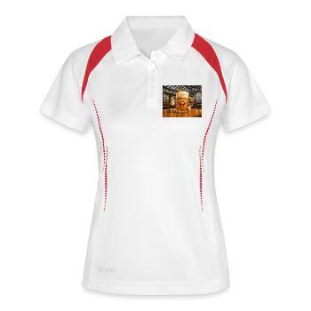 Lachender Bierkrug - Frauen Polo atmungsaktiv - Weiß/Navy - Vorne