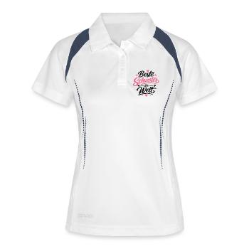 Beste Schwester der Welt Pink Design - Frauen Polo atmungsaktiv - Weiß/Navy - Vorne