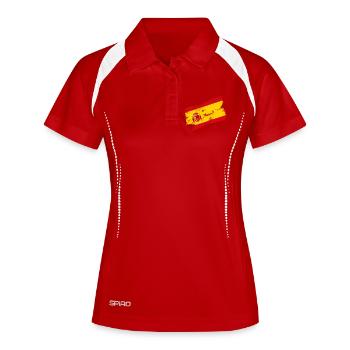 Spanien Flagge – Modernes Pinselstrich Design - Frauen Polo atmungsaktiv - Weiß/Navy - Vorne