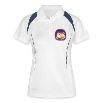 Chaton au clair de lune parmi les fleurs - Polo respirant Femme - blanc/marine - Devant