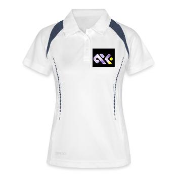Lavendelgeometrisches Neon - Frauen Polo atmungsaktiv - Weiß/Navy - Vorne