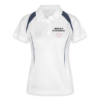 Unter 20°C bin ich glücklich. - Frauen Polo atmungsaktiv - Weiß/Navy - Vorne
