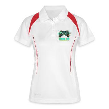 GAME ON - Manette Rétro Pixel - Polo respirant Femme - blanc/marine - Devant