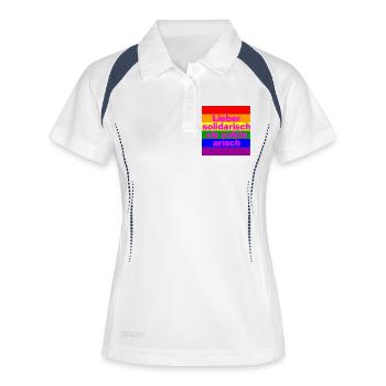 LIEBER SOLIDARISCH ALS SOLIDE ARISH, NO NZS - Frauen Polo atmungsaktiv - Weiß/Navy - Vorne