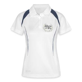 Lehrerin mit Herz - Frauen Polo atmungsaktiv - Weiß/Navy - Vorne