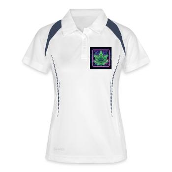 Nuits NEON CANNABIS - Polo respirant Femme - blanc/marine - Devant