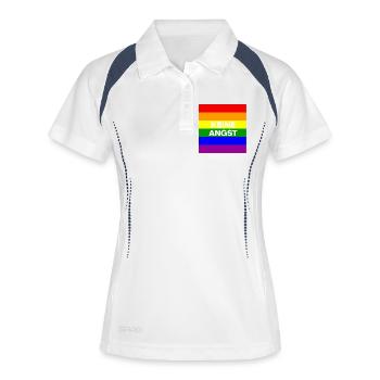 KEINE ANGST VOR FASCHISTEN, NO NZS, NIE WIEDER - Frauen Polo atmungsaktiv - Weiß/Navy - Vorne