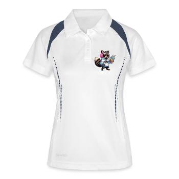 Raton laveur avec latte glacé - Polo respirant Femme - blanc/marine - Devant