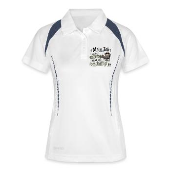 Beschäftigt tun wie ein faules Faultier - Frauen Polo atmungsaktiv - Weiß/Navy - Vorne