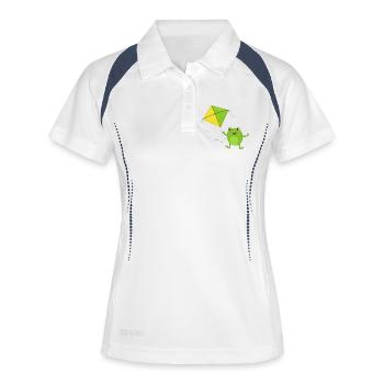 Green frog flies a kite – Fu - Women's Polo breathable - white/navy - Front