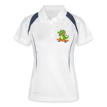 Little Green Dino on Skateboard – Cool Design - Women's Polo breathable - white/navy - Front
