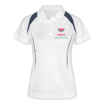 100% Wassermelone - Frauen Polo atmungsaktiv - Weiß/Navy - Vorne