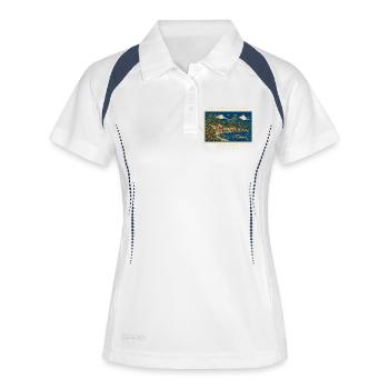 São Tomé und Príncipe São Tomé Vintage Reisemarke - Frauen Polo atmungsaktiv - Weiß/Navy - Vorne