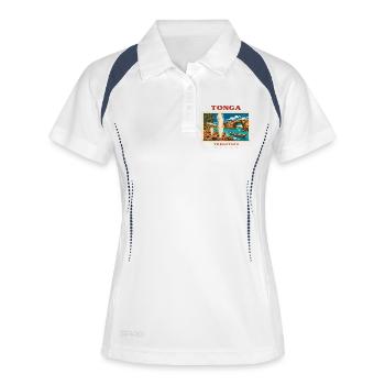 Marque de voyage vintage Tonga Tongatapu - Polo respirant Femme - blanc/marine - Devant